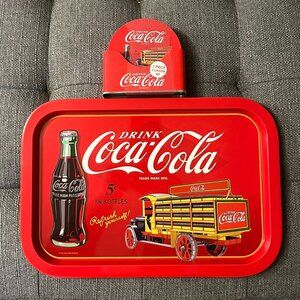 Coca-Cola coaster and tray bundle vintage